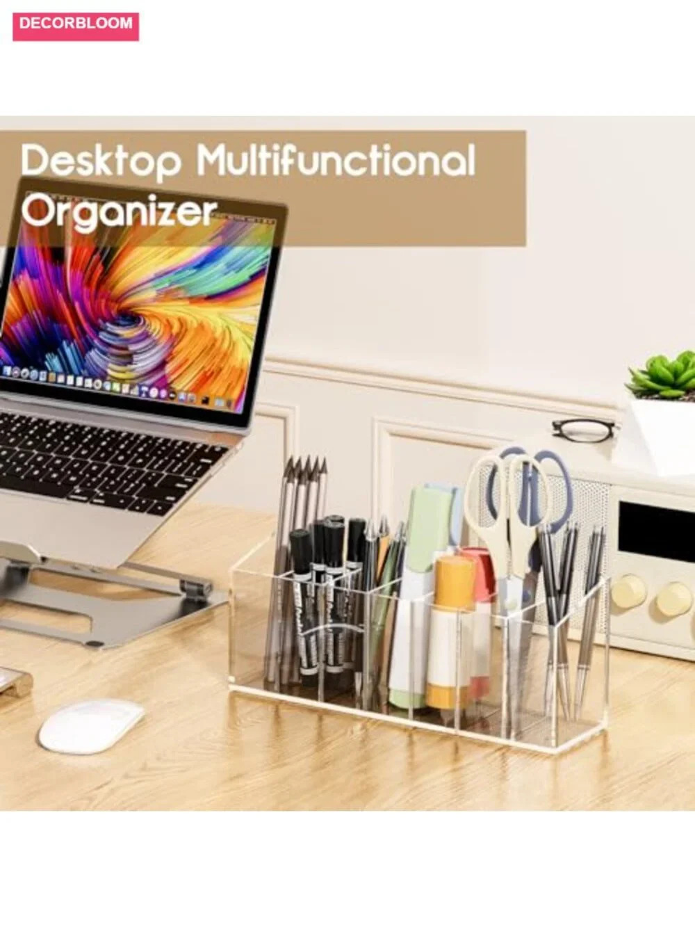 Acrylic 6-Compartment Makeup Organizer 2PCS, Transparent Brush Holder for Vanity